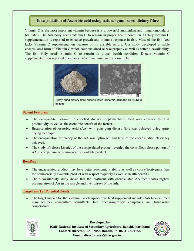 Encapsulation of Ascorbic Acid Using Natural Gum Based Dietary Fibre
