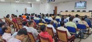 Farmers attending the Video Conferencing Interaction under Reforms Utsav 2026